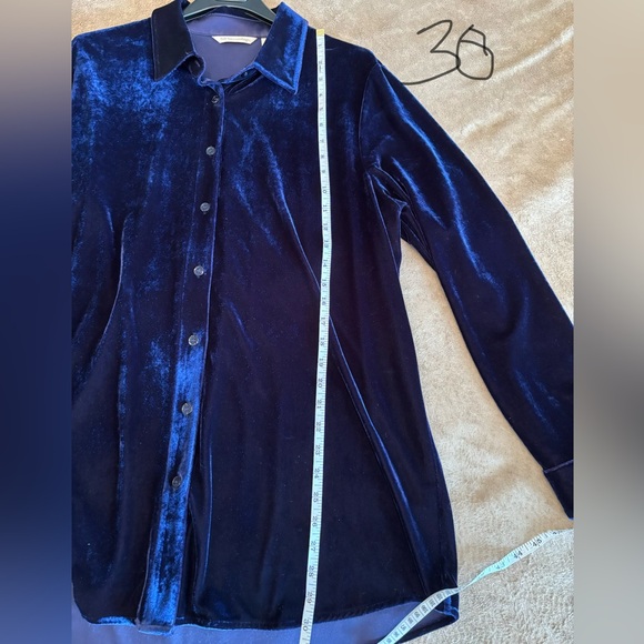 Soft Surroundings Blue velvet tunic shirt size L - Picture 3 of 7